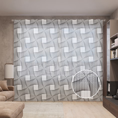 Тюль вуаль на шторной ленте с принтом JoyArty "Плетеный зентангл", 310х265 см