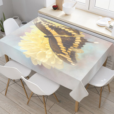 Скатерть прямоугольная JoyArty "Ббабочка и цветок" из оксфорда, 120x145 см