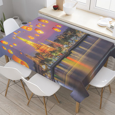 Скатерть прямоугольная JoyArty "Огни летающих фонарей" из оксфорда, 120x145 см