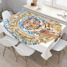 Скатерть прямоугольная JoyArty "Тигр в орнаменте" из оксфорда, 120x145 см
