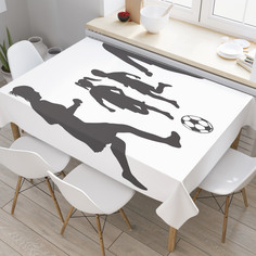 Скатерть прямоугольная JoyArty "Силуэты футболистов с мячом" из оксфорда, 120x145 см