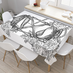 Скатерть прямоугольная JoyArty "Цветы времени" из оксфорда, 120x145 см