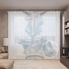 Тюль вуаль на шторной ленте с принтом JoyArty "Крылатый ангел", 310х265 см