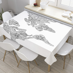 Скатерть прямоугольная JoyArty "Атлас в стиле дудл" из оксфорда, 120x145 см