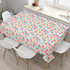 Скатерть прямоугольная JoyArty "Цветные сердечки" из оксфорда, 180x145 см