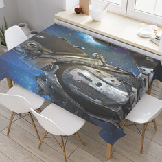 Скатерть прямоугольная JoyArty "Космонавт держит планету" из оксфорда, 120x145 см