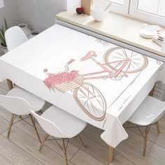 Скатерть прямоугольная JoyArty "Цветочный велосипед в Париже" из оксфорда, 120x145 см