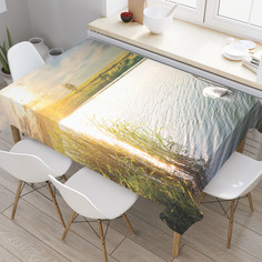 Скатерть прямоугольная JoyArty "Любопытный лебедь" из оксфорда, 120x145 см