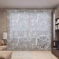 Тюль вуаль на шторной ленте с принтом JoyArty "Туманные сердца", 310х265 см