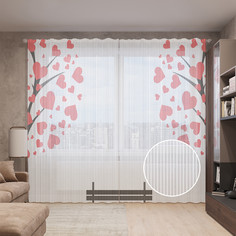 Тюль вуаль на шторной ленте с принтом JoyArty "Романтическая скамейка", 310х265 см