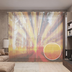 Тюль вуаль на шторной ленте с принтом JoyArty "Найди выход из леса" 310х265 см