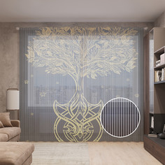 Тюль вуаль на шторной ленте с принтом JoyArty "Символ жизни", 310х265 см