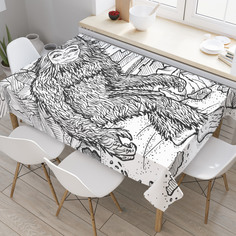 Скатерть прямоугольная JoyArty "Йети в горах" из оксфорда, 180x145 см