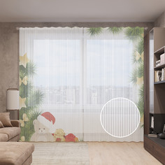 Тюль вуаль на шторной ленте с принтом JoyArty "Звезды Рождества", 310х265 см