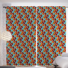 Шторы с фотопечатью JoyArty "Эффектные кубики" из сатена, 290х265 см