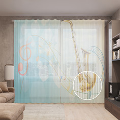 Тюль вуаль на шторной ленте с принтом JoyArty "Божественная музыка", 310х265 см