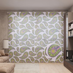 Тюль вуаль на шторной ленте с принтом JoyArty "Ветренные лепестки", 310х265 см