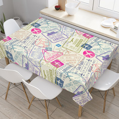 Скатерть прямоугольная JoyArty "Карта путешественика" из оксфорда, 120x145 см