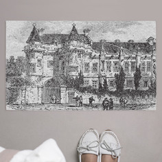 Придверный коврик JoyArty "Замок Нордкирхен гравюра" резиновая основа 75x45 см