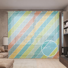 Тюль вуаль на шторной ленте с принтом JoyArty "Полосы радуги гранж", 310х265 см