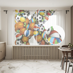 Шторы и тюль tul_59569_145x180 Буква K из мячей JoyArty