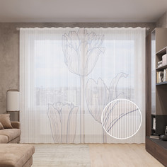 Тюль вуаль на шторной ленте с принтом JoyArty "Три мака", 310х265 см