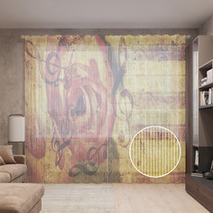 Тюль вуаль на шторной ленте с принтом JoyArty "Музыкальный аромат" 310х265 см