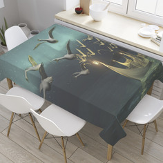 Скатерть прямоугольная JoyArty "Птицы тянут шлюпку" из оксфорда, 120x145 см