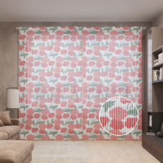 Тюль вуаль на шторной ленте с принтом JoyArty "Векторные маки", 310х265 см