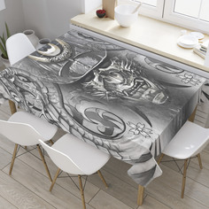 Скатерть прямоугольная JoyArty "Японская маска воина" из оксфорда, 120x145 см