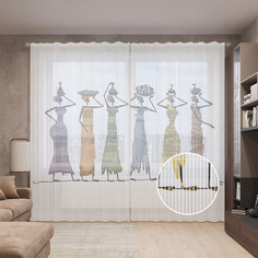 Тюль вуаль на шторной ленте с принтом JoyArty "Африканский караван", 310х265 см