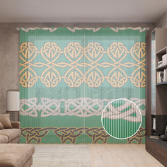 Тюль вуаль на шторной ленте с принтом JoyArty "Ручное покрывало", 310х265 см