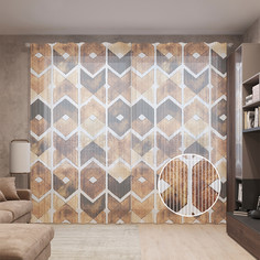 Тюль вуаль на шторной ленте с принтом JoyArty "Имитация паркета", 310х265 см