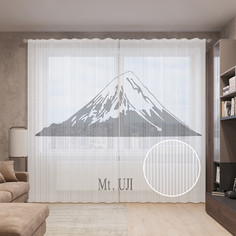 Тюль вуаль на шторной ленте с принтом JoyArty "Графическая Фудзи", 310х265 см