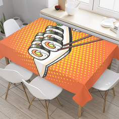 Скатерть прямоугольная JoyArty "Суши с соусом" из оксфорда, 180x145 см