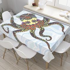 Скатерть прямоугольная JoyArty "Духовный осьминог" из оксфорда, 120x145 см