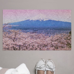 Придверный коврик JoyArty "Весенний сезон в Японии" резиновая основа 75x45 см
