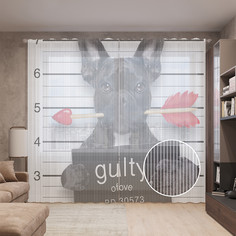 Тюль вуаль на шторной ленте с принтом JoyArty "Виновный в любви", 310х265 см