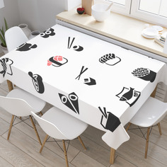 Скатерть прямоугольная JoyArty "Выбор японских блюд" из оксфорда, 180x145 см