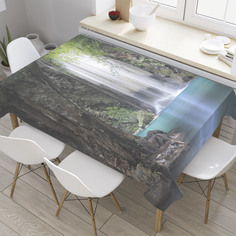 Скатерть прямоугольная JoyArty "Водопад в лесу" из оксфорда, 120x145 см