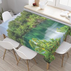 Скатерть прямоугольная JoyArty "Озеро в лесу" из оксфорда, 120x145 см