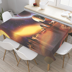 Скатерть прямоугольная JoyArty "Космическое озеро" из оксфорда, 120x145 см