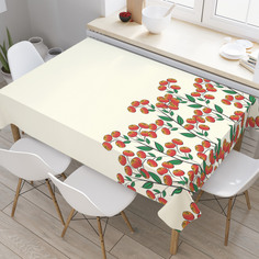 Скатерть прямоугольная JoyArty "Красные цветы" из оксфорда, 120x145 см