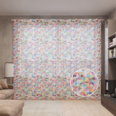 Тюль вуаль на шторной ленте с принтом JoyArty "Цветная призма", 310х265 см