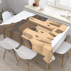 Скатерть прямоугольная JoyArty "Песочная крепость" из оксфорда, 180x145 см