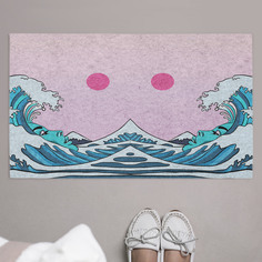 Придверный коврик JoyArty "Лицо из волн" для обуви, на резиновой основе, 75x45 см