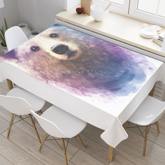 Скатерть прямоугольная JoyArty "Одинокий медведь" из оксфорда, 120x145 см