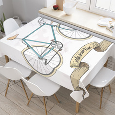 Скатерть прямоугольная JoyArty "Винтажный велосипед" из оксфорда, 120x145 см