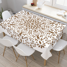 Скатерть прямоугольная JoyArty "Коричневый орнамент" из оксфорда, 120x145 см