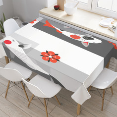 Скатерть прямоугольная JoyArty "Японские карпы" из оксфорда, 120x145 см